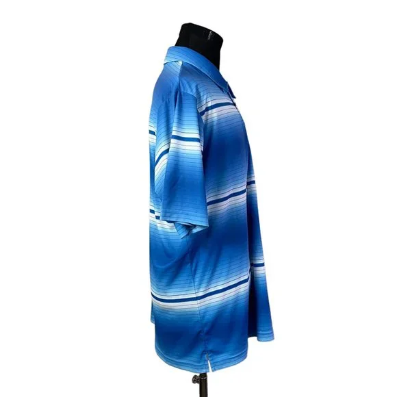 Adidas Men's Climalite Blue Striped Short Sleeve Polo Shirt XL - Picture 6 of 7